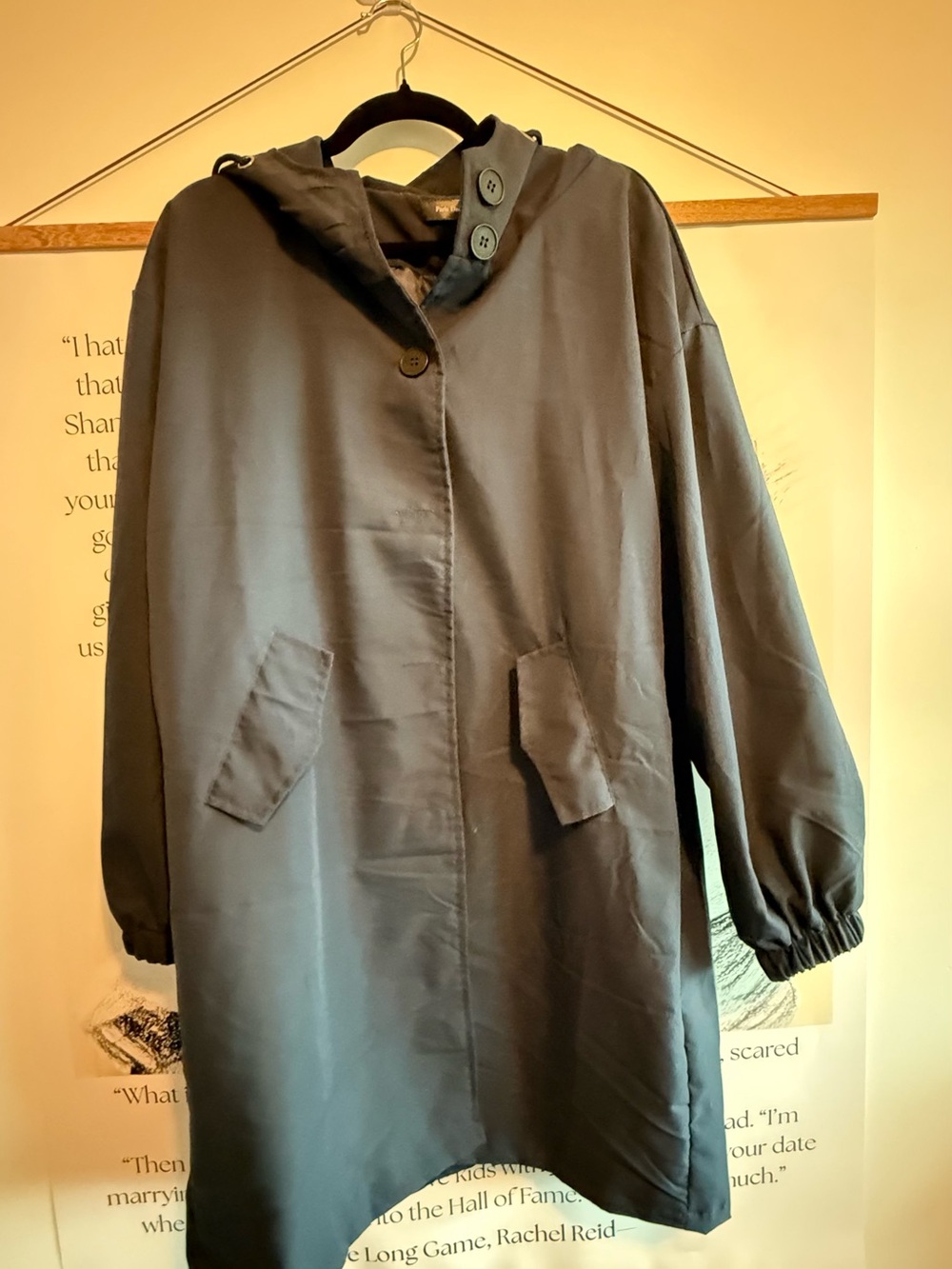 Paris Design - Women's Hooded Overcoat - Charcoal Black - 2XL